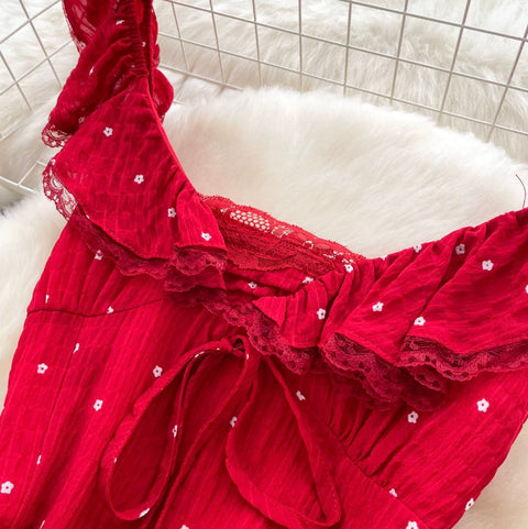 Red Polka Dot Ruffled Dress