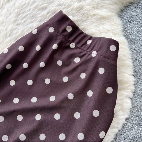 Camisole & Cardigan & Polka-dot Skirt 3Pcs