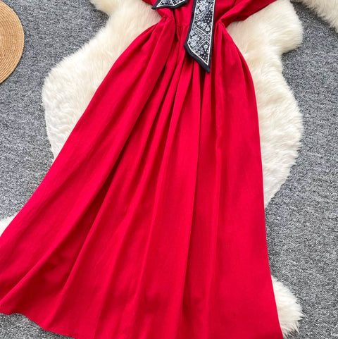 Elegant Shirt Dress with Scarf