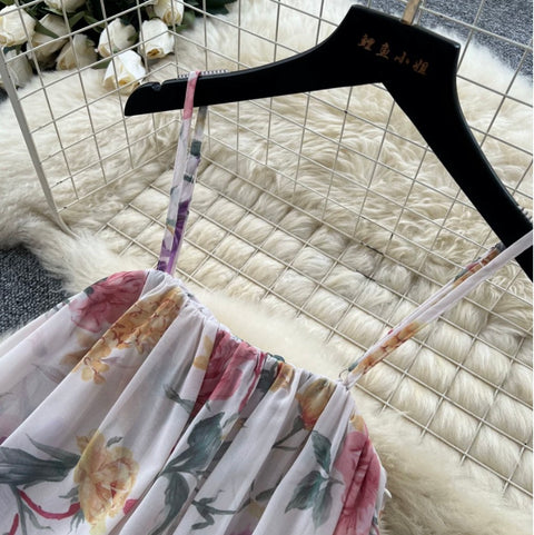 Asymmetric Floral Camisole & Skirt 2Pcs