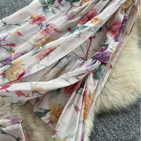 Asymmetric Floral Camisole & Skirt 2Pcs