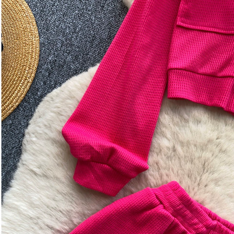Hoodie Cardigan & Shorts Casual 2Pcs