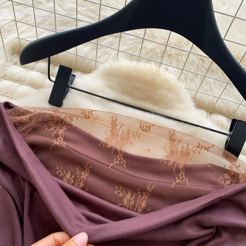 Off-shoulder Top & Print Skirt 2Pcs