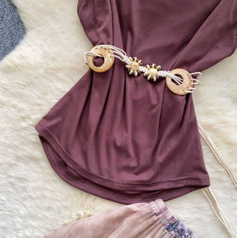 Off-shoulder Top & Print Skirt 2Pcs