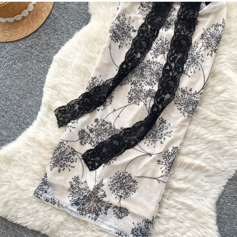 Sexy V-neck Lace Patchwork Dress