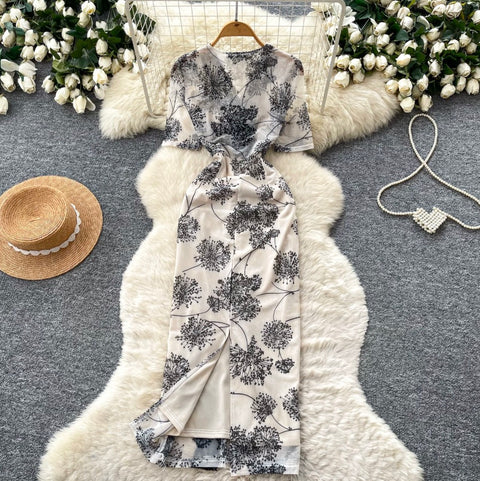 Sexy V-neck Lace Patchwork Dress