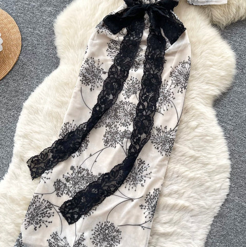 Sexy V-neck Lace Patchwork Dress