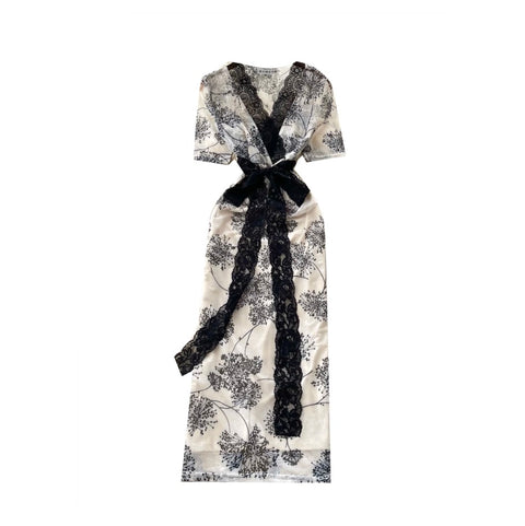 Sexy V-neck Lace Patchwork Dress