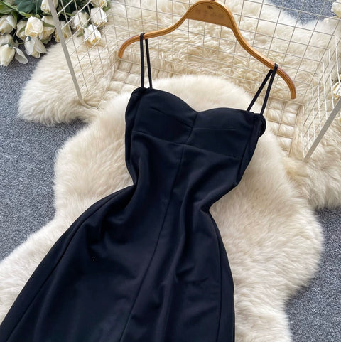 Simple Design Padded Black Slip Jumpsuit