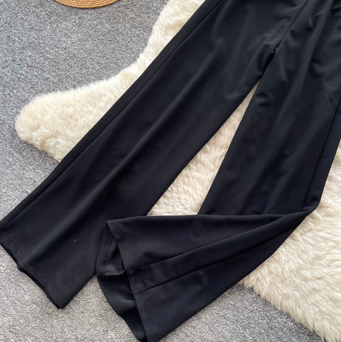 Simple Design Padded Black Slip Jumpsuit