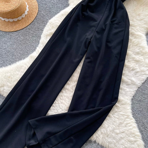 Simple Design Padded Black Slip Jumpsuit