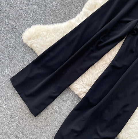 Simple Design Padded Black Slip Jumpsuit