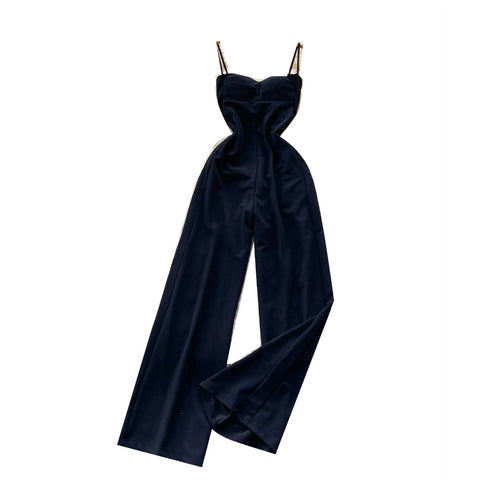 Simple Design Padded Black Slip Jumpsuit