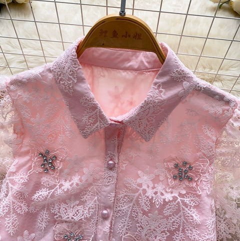 Korean Style Embroidered Lace Shirt