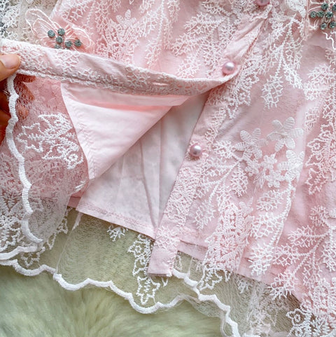 Korean Style Embroidered Lace Shirt