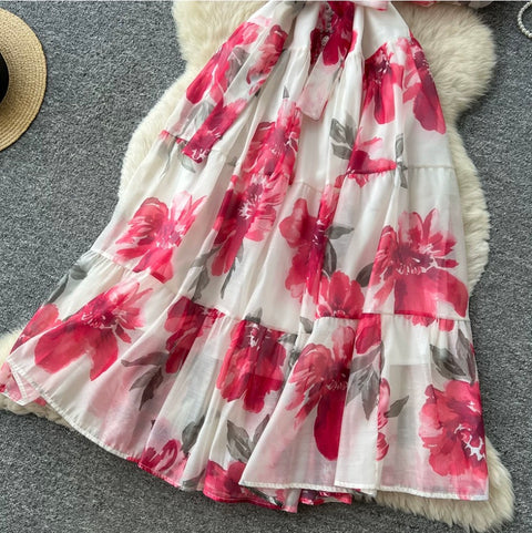 Rhinestone Studded Floral Dress