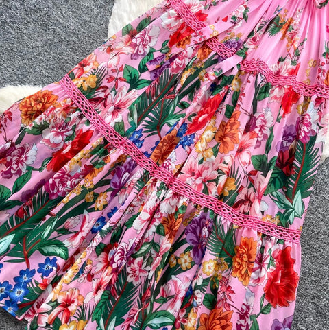 Holiday V-neck Floral Lace Dress