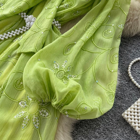 V-neck Bow Tie Sequined Dress