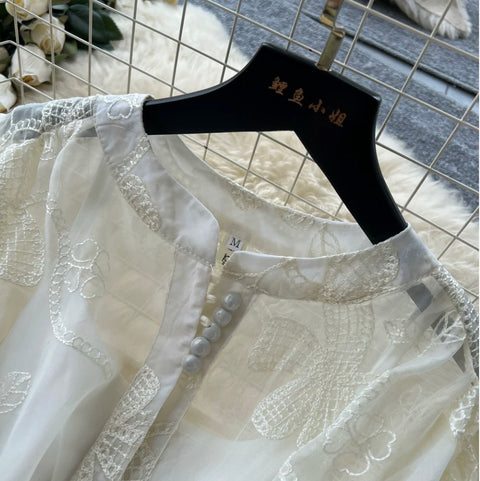 Puffy Sleeve A-line Lace Dress