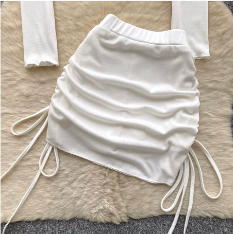 Cardigan & Bustier & Skirts White 3Pcs
