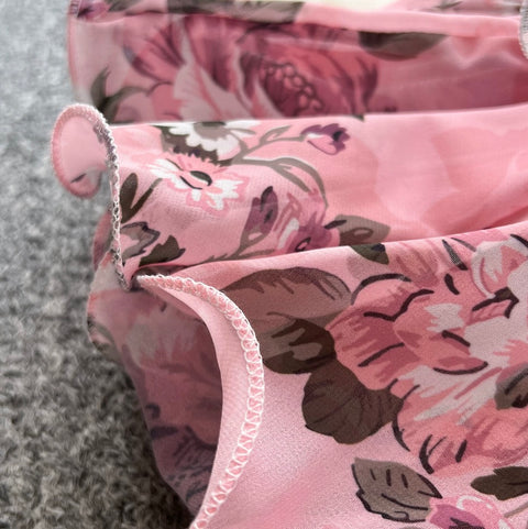 V-neck Layered Floral Print Dress