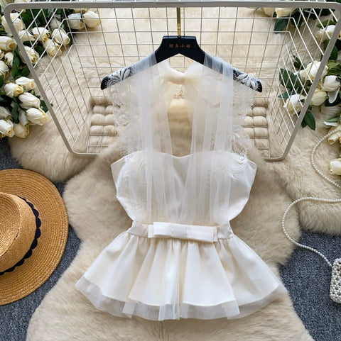 Lace Mesh Patchwork Sleeveless Top