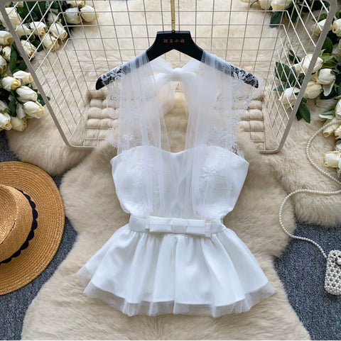 Lace Mesh Patchwork Sleeveless Top