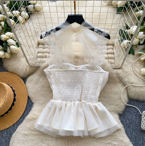 Lace Mesh Patchwork Sleeveless Top