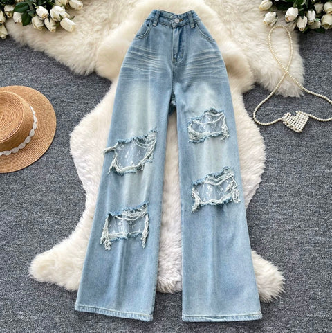 Korean Style Ripped Loose Jeans
