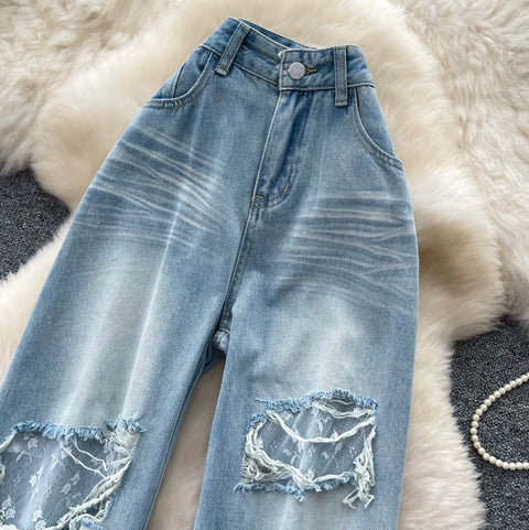 Korean Style Ripped Loose Jeans