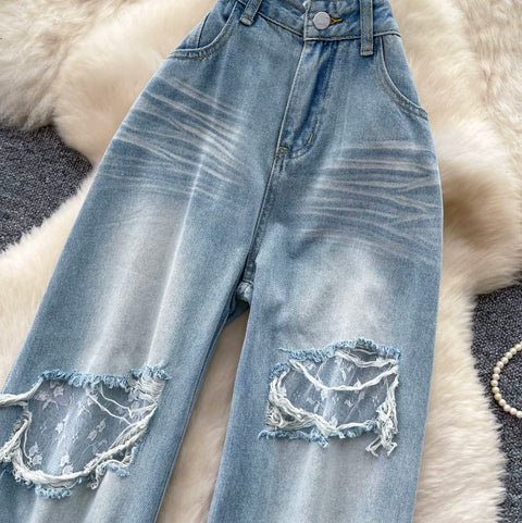 Korean Style Ripped Loose Jeans