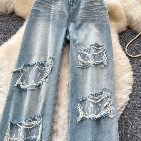 Korean Style Ripped Loose Jeans