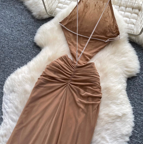 Sexy Backless Sequined Mesh Dress