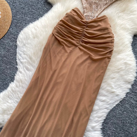 Sexy Backless Sequined Mesh Dress