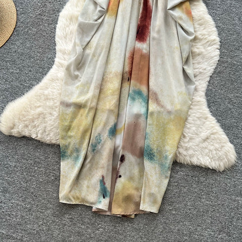 Tie-dye Backless Loose Slip Dress