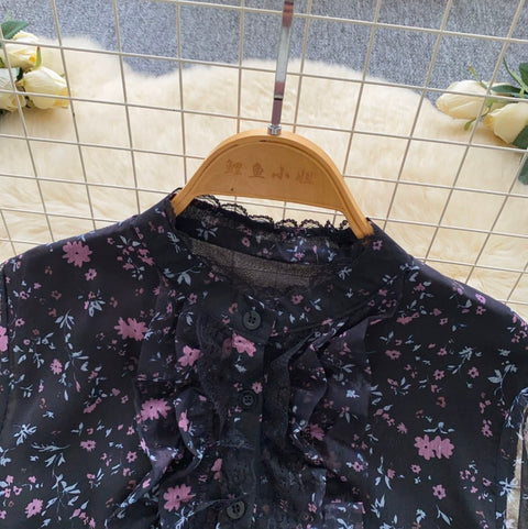 Mini Floral Print Mesh Shirt
