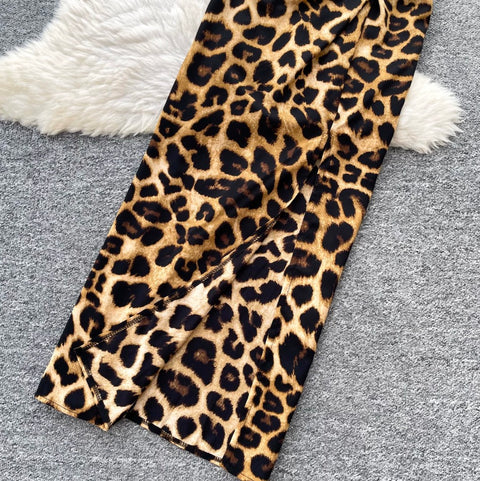 Chic T-shirt & Leopard Print Skirt 2Pcs