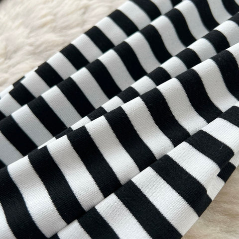 Stretchy Striped Print Flared Pants
