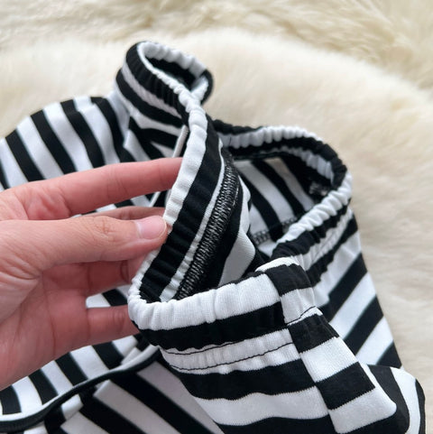 Stretchy Striped Print Flared Pants