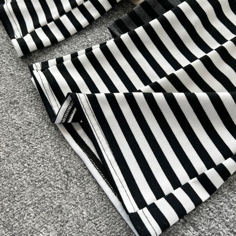 Stretchy Striped Print Flared Pants