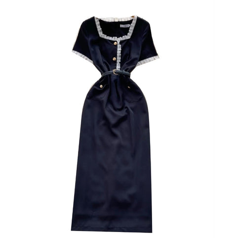 Square Neckline Lace Trim Dress