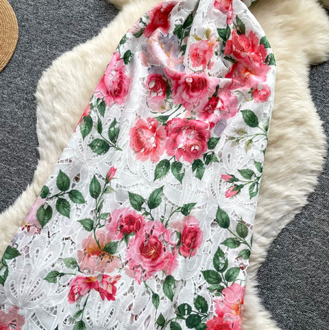 French Style Floral Print Dress