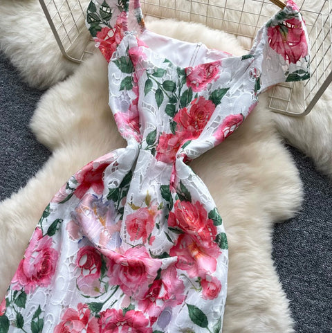 French Style Floral Print Dress