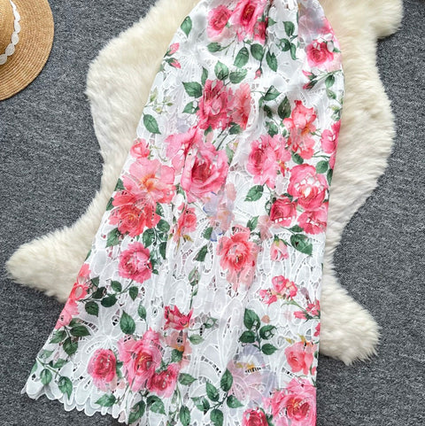 French Style Floral Print Dress