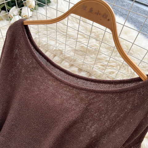 V-neck Knitwear & Skirt 2Pcs Sets