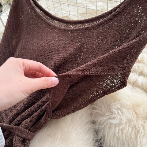 V-neck Knitwear & Skirt 2Pcs Sets