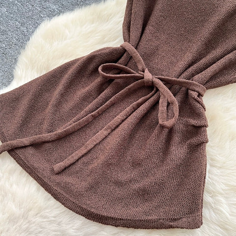 V-neck Knitwear & Skirt 2Pcs Sets