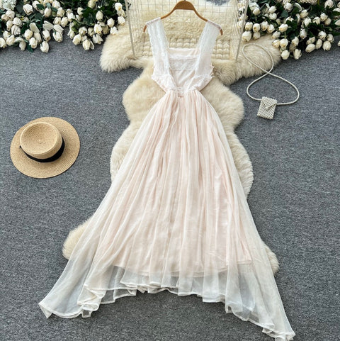 French Style Backless Lace Dress