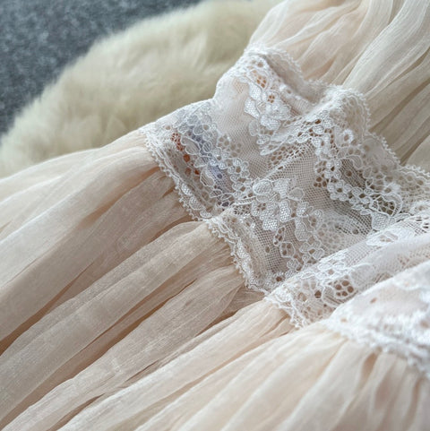 French Style Backless Lace Dress