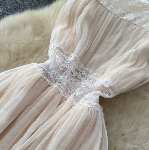 French Style Backless Lace Dress